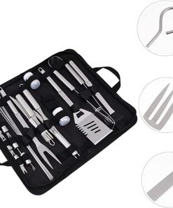 BESPORTBLE Barbecue Sulies 1set Portable BBQ Tools Storage Bag Stainless Steel Grill Utensils for Camping Parties 2