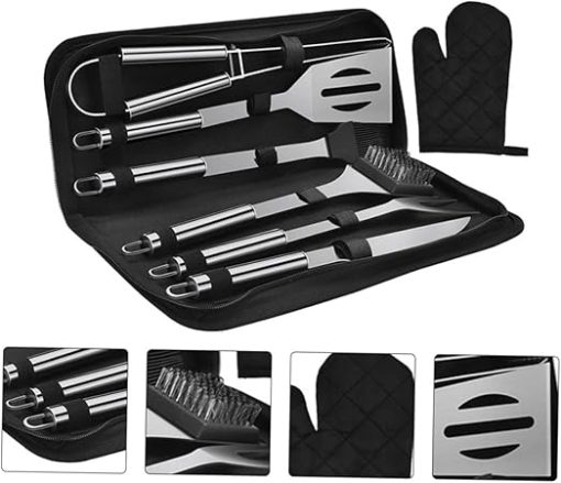 BESPORTBLE Grill Accessory Kit 7pcs BBQ Tools Set Stainless Steel Barbecue Grill Set Food Clamp Outdoor Cooking Tools - Image 2