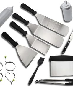BBQ Grill Accessories,15 PCS Stainless Steel Griddle Accessories Kit for Outdoor BBQ, Kitchen, Teppanyaki and Camping Grilling Accessories