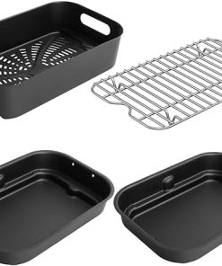 Grill Roast Rack&Combo Crisper Basket with 2PCS Cooking Pots for Ninja Foodi FG551/DG551 Smart XL Indoor Grill Accessories, Air Fryer Rack with Non-Stick Griddle Pan&Cooking Pot for Ninja Foodi DG651