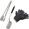 Stainless Steel Rotisserie Kit, BBQ Grilling Accessories Spit Rod Meat Forks with Electric Motor for Outdoor Camping Barbecue 3
