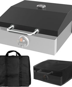 Griddle Lid for Blackstone 17 Inch Adventure Ready 1832 Tabletop Griddle, 1650 Flat Top Grill Station, Hinged Lid Hard Cover with Carry Bag and Cover for Blackstone Flat Top Grill