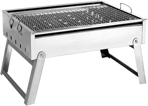 Charcoal Grill Set, Stainless Steel Portable Folding Charcoal Barbecue Grill, Barbecue Tool Kits for Outdoor Picnic Patio Backyard Camping Cooking