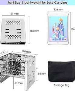 Grill Portable Folding Outdoor Wood Burning Stainless Steel Stove Picnic BBQ Grill Kebab Barbeque Cover Accessories Charcoal Grill Outdoor Picnic Patio Backyard Camping BBQ 2