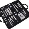 Stainless Steel BBQ Tools Set Spatula Fork Tongs Knife Brush skewers Barbecue Grilling Utensil Camping Outdoor Cooking Tool Set (Color : Silver, Size : 7pcs) 3