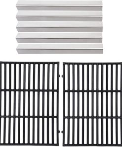 GasSaf 17.5 inch Flavorizer Bars and 19.5 inch Grill Grates Replacement for Weber 7620 7524, Genesis 300 Series E310 E320 E330 S310 S320 S330 Gas Grills with Front Control Knob (2011-2016)