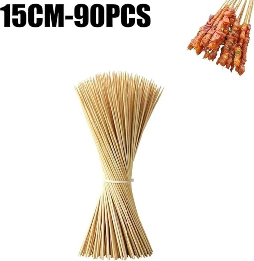 90Pcs Sticks Sturdy Disposable Barbecue Fruit Natural Wood Sticks Party Buffet Food BBQ Tools Accessories(15CM) - Image 2