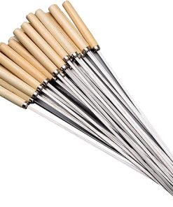 BBQ Skewers for Barbecue Reusable Grill Stainless Steel Skewers Shish Kebab BBQ Camping Flat Forks Gadgets Kitchen Accessories Tools Accessories(5pcs)