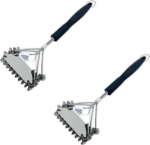 Heavy Duty Hairless Spiral Grill Brush with Scraper for Outdoor Grilling, Steam, Oversized Handle, Dishwasher Safe, Tool Accessory, Grill Cooking Clean Tool 17 Inch