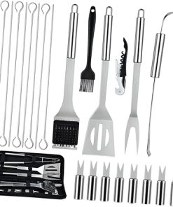Outdoor Barbecue Tools Stainless Steel Set 22pcs Grill Tools BBQ Tools Accessories Fork Shovel Brush Spatula for Home or Camping