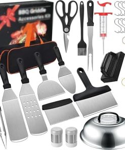 JSEIAJB Rust Steel Barbecue Tools Pot Cover Shovel Set Barbecue Set Hamburger Press Meat Plate Seasoning 2