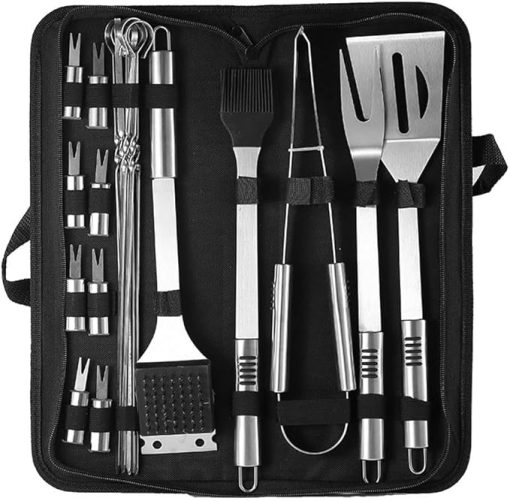 Grilling Accessories BBQ Grill Tools Set, 20PCS Stainless Steel Grilling Kit for Camping, Kitchen, Barbecue Utensil Gifts for Men Women