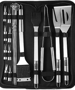 Grilling Accessories BBQ Grill Tools Set, 20PCS Stainless Steel Grilling Kit for Smoker, Camping, Kitchen, Barbecue Utensil Gifts for Men Women