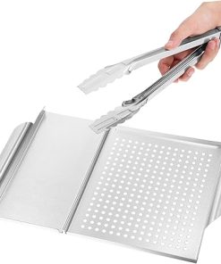 Set of Barbecue Accessory: Stainless Steel Grill Plate Food Tongs Outdoor Bbq Tools for Meat Veggies