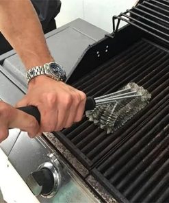 BBQ Cleaning Brush, Kitchen Accessories BBQ Grill Brush and Scraper Barbecue Kit Cleaning Brush Stainless Steel Tools Wire Bristles Triangle(18 Inch Brush) 2