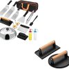 Skewers for Barbecue Reusable Grill Stainless Steel Skewers Camping Flat Forks Gadgets Kitchen Accessories Tools Grill Accessories,Gripper 4