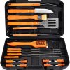 18pcs Extra Thick Stainless Steel Grill Tool Set for Men, Heavy Duty Grilling Accessories Kit for Backyard, BBQ Utensils Gift Set with Spatula 3