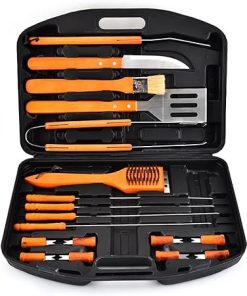 19-Piece Heavy Duty BBQ Tool Set, Stainless Steel Grill Utensils with Storage Box, Portable Grilling Accessories for Camping & Backyard