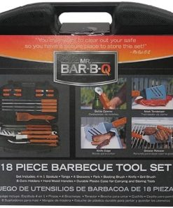 Mr. Bar-B-Q 18-Piece Deluxe Grill Tool Set, Stainless Steel BBQ Grilling Accessories, Tongs, Spatula, Fork, Brush w/Wooden Handle for Backyard Barbecue & Camping Trip, Best Grilling Gifts for Men Dad 2