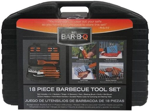 Mr. Bar-B-Q 18-Piece Deluxe Grill Tool Set, Stainless Steel BBQ Grilling Accessories, Tongs, Spatula, Fork, Brush w/Wooden Handle for Backyard Barbecue & Camping Trip, Best Grilling Gifts for Men Dad - Image 2