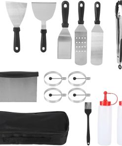 BBQ Accessories Kit,14-Piece Stainless BBQ Grill Tools Set – Heat Resistant, Nonstick Griddle Accessories for Outdoor Cooking, Home Barbecues, and Professional Use