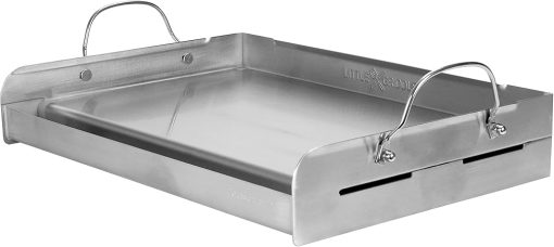 LITTLE GRIDDLE 100% Stainless Steel Griddle with Even Heat Cross Bracing and Removable Handles - For Grills, Camping, Tailgating, Silver - Image 2