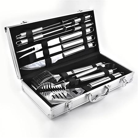 10pc BBQ Accessories Set – The Very Best Grill Gift on Birthday Wedding – Heavy Duty Stainless Steel Grill Set in Case for Outdoor Cooking Camping Grilling 10pc BBQ Accessories Set - The Very Best Grill Gift on Birthday Wedding - Heavy Duty Stainless Steel Grill Set in Case for Outdoor Cooking Camping Grilling