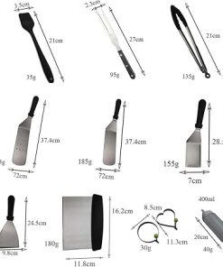 BBQ Grill Accessories Set 15 Pieces Set with Carry Bag Camping Grilling Accessories for Outdoor BBQ, Kitchen 2