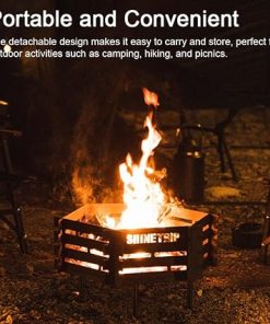 Carn Steel Brazier Portable Camping Picnic BBQ Choal Fiwood Brazier Detachable Heating Furnace BBQ Grill Barbecue Rack Outdoor Cooking Warming Accessory 2