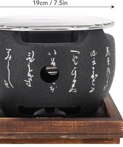 Japanese Style BBQ Grill, Mini Portable Japanese BBQ Grill Round Food Charcoal Stove Household Barbecue Tool Accessories for Grilling Family(L) 2