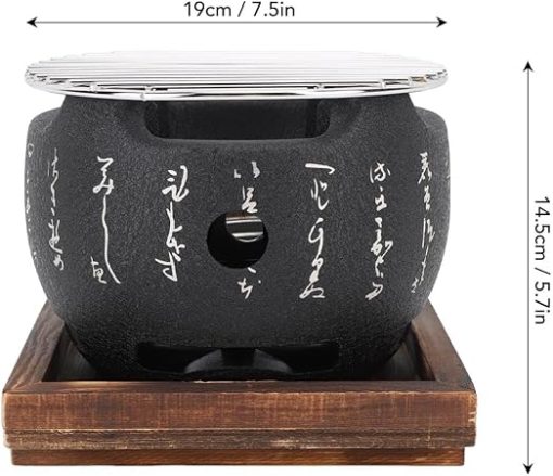 Japanese Style BBQ Grill, Mini Portable Japanese BBQ Grill Round Food Charcoal Stove Household Barbecue Tool Accessories for Grilling Family(L) - Image 2