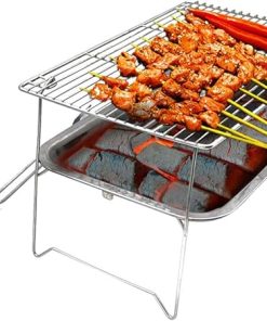 3 Pieces Barbecue Grill Stainless Steel Accessories Kitchen Tools Picnic Portable Foldable Household Accessories for Outdoor Use 2