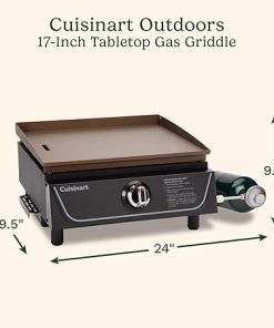 Cuisinart 17” Tabletop Gas Griddle, Easy Assembly Compact Outdoor Flat-Top Grill with Grease Cup, 255 Sq. In Cooking Space Perfect for Camping, Tailgates & BBQs 2