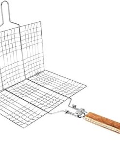 Grill Basket, Fish Grilling Rack For Grill Barbecue Grilled Fish Clamp/Holder Outdoor Camping Tool with Handle BBQ Wire Mesh Net Grilling Basket For Vegetables Shrimp