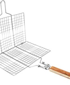 Grill Basket, Grilling Basket BBQ Wire Mesh Grill Net Fish Barbecue Grilled Fish Clamp/Holder Outdoor Camping Tool with Handle for Vegetables Shrimp