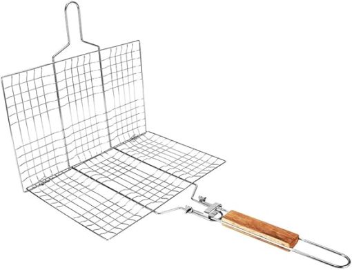 Grill Basket, Grilling Basket BBQ Wire Mesh Grill Net Fish Barbecue Grilled Fish Clamp/Holder Outdoor Camping Tool with Handle for Vegetables Shrimp