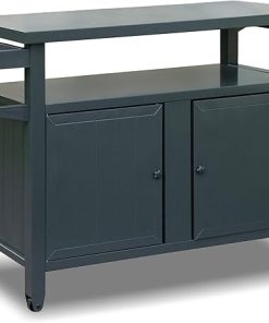 NEWQIDA Grill Carts Outdoor Storage Cabinet with 4 Wheels, Outdoor Grill Table Kitchen Dining Table Metal Cooking Prep BBQ Table for Patio Kitchen Island Home Party Bar, Grey…