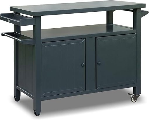 NEWQIDA Grill Carts Outdoor Storage Cabinet with 4 Wheels, Outdoor Grill Table Kitchen Dining Table Metal Cooking Prep BBQ Table for Patio Kitchen Island Home Party Bar, Grey…