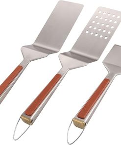Current® Griddle Tool Set, 3-Piece Stainless Steel Kit with Solid & Slotted Spatula and Heavy-Duty Scraper, Heat-Resistant, Outdoor & Grilling Accessories for Flat Tops, BBQ and Camping