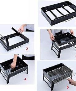 BBQ Grill Outdoor Charcoal grills Foldable BBQ Grills Patio Barbecue Charcoal Grill Stove Stainless Steel Outdoor Camping Picnic Barbecue BBQ Accessories Tools 2