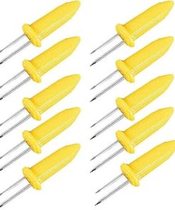BBQ 10pcs/Pack Corn On The Cob Holders Skewers BBQ Twin Prong Sweetcorn Holder Fork Kitchen Tool Party BBQ Forks Accessories