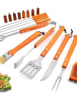 BBQ Grill Accessories Set, 18Pcs Stainless Steel Grill Tools Grilling Accessories Grill Mats for Camping/Backyard Barbecue, Grill Utensils Set for Men Women 2