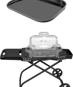 Grill Stand Cast Iron Griddle for Ninja Outdoor Grill, Grill Cart Collapsible Outdoor Grill Stand Griddle Plate Flat Top Griddle Compatible with Ninja Woodfire Outdoor Grill