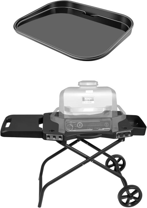 Grill Stand Cast Iron Griddle for Ninja Outdoor Grill, Grill Cart Collapsible Outdoor Grill Stand Griddle Plate Flat Top Griddle Compatible with Ninja Woodfire Outdoor Grill
