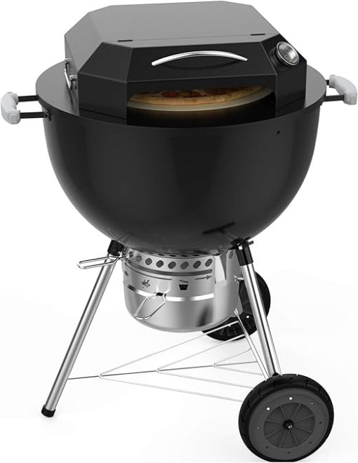 onlyfire Grill Top Pizza Oven Kit for Weber and Most 22 Inch Charcoal Kettle Grill - Pizza Grilling Tool Sets Including Pizza Chamber and Pizza Stone