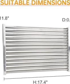 17.4 x 11.8 Inch Stainless Steel Cooking Grid Grates Replacement for Weber Spirit 300 Series for Genesis Silver/Gold B & C,2 Pack 2