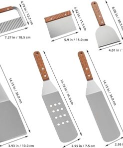 SUPVOX 8-Piece BBQ Grill Tool Set Griddle Accessories Grilling Utensil Set Heavy Duty Stainless Steel BBQ Spatula Kit 2
