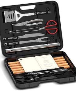 BBQ Tools Set with Portable Compact Carry Case, Grill Accessories, 29PCS Stainless Steel Grilling Kit, Grill Accessories for Travel, Picnics, RVs, Camping, BBQs, Parties