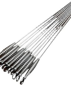 50cm Stainless Steel BBQ Skewer Barbecue Tool Spring Handle Kebab Flat BBQ Needle Outdoor Picnic Accessories 10pcs