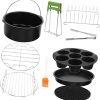 Ciieeo 9pc Air Fryer Grill Set Pizza Cupcake Pan Baking Kit Barbecue Rack Easy Clean Non-stick Random